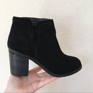 Black cut-out suede booties